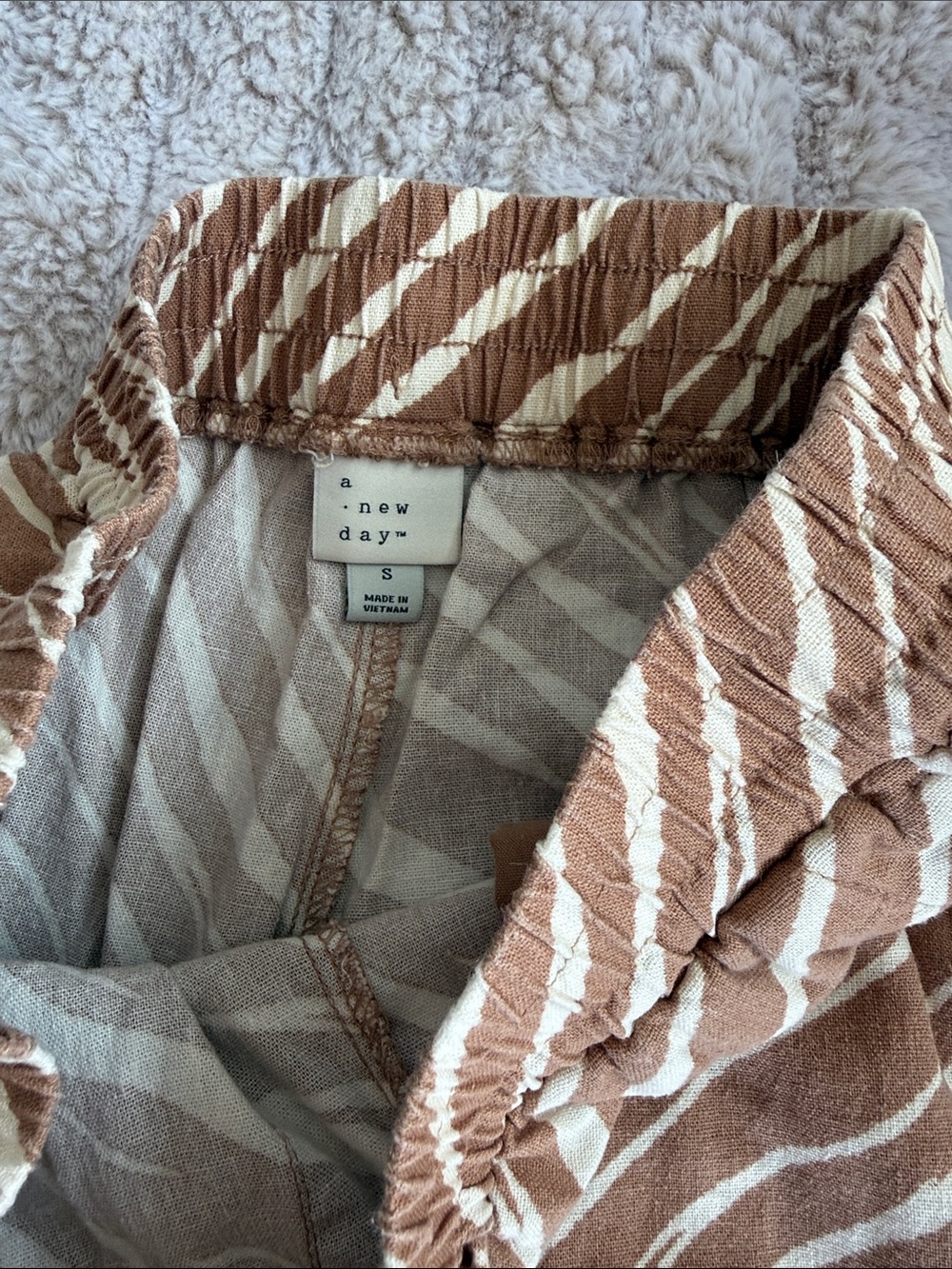 a new day Brown and Cream Zebra-Stripe Wide Leg Pants Size Small - Picture 3 of 4